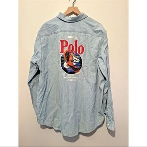 Ralph Lauren Light Blue Casual Shirt with Polo Graphic